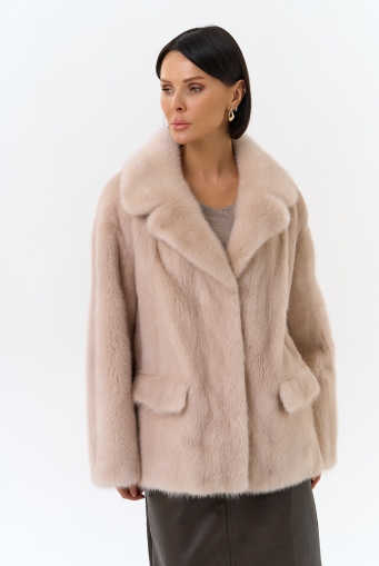 Миниатюра фотографии Шуба из меха норки с английским воротником