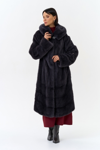 Миниатюра фотографии Шуба из меха норки с капюшоном