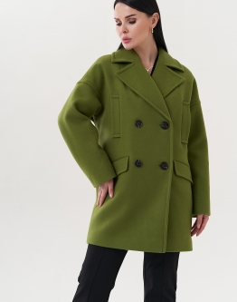 Купить Двубортное пальто зеленого цвета в каталоге