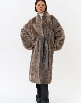 Купить Шуба из меха норки с поясом в каталоге