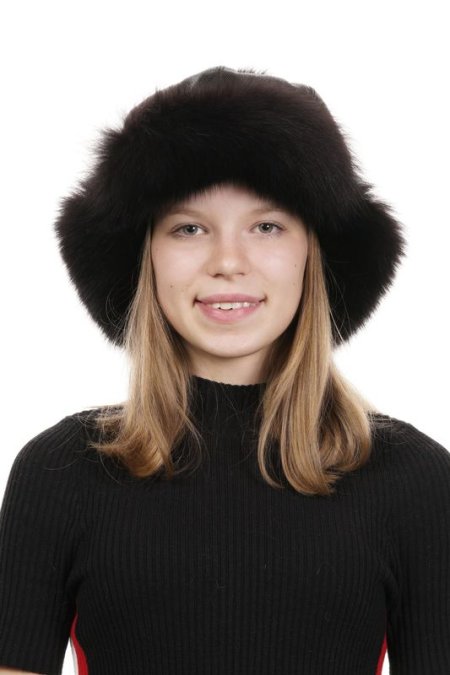 Купить Шапка женская из натуральной кожи с песцом в каталоге