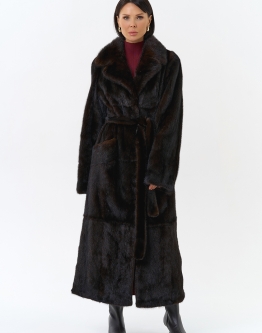 Купить Длинная шуба из меха норки с английским воротником в каталоге