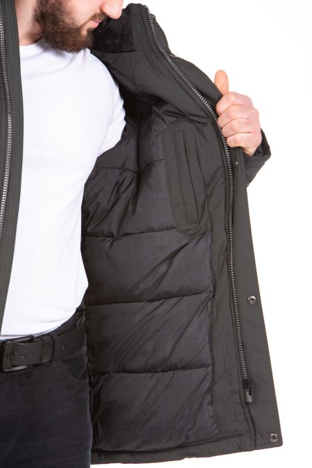 Купить Пуховик мужской из текстиля с капюшоном в каталоге