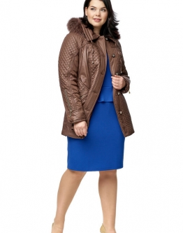 Купить Куртка женская из текстиля с капюшоном, отделка песец в каталоге