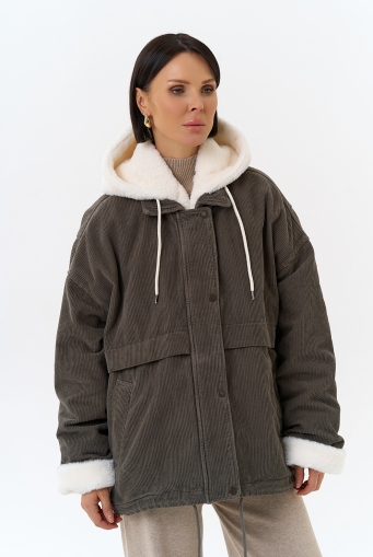 Миниатюра фотографии Женская утепленная куртка с отделкой из эко меха