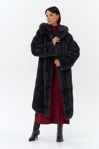 Миниатюра фотографии Шуба из меха норки с капюшоном