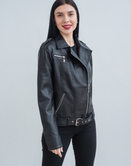 Купить Куртка женская черного цвета из эко кожи в каталоге
