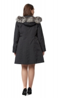 Миниатюра фотографии Женское пальто из текстиля с капюшоном, отделка лиса