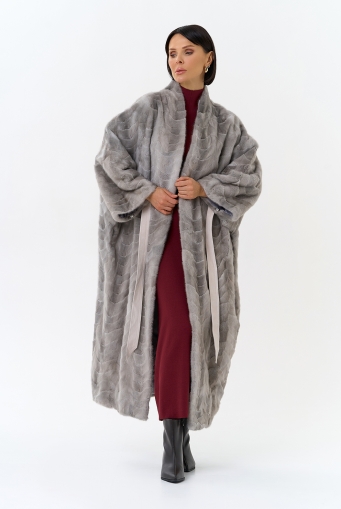 Миниатюра фотографии Шуба из меха норки с поясом