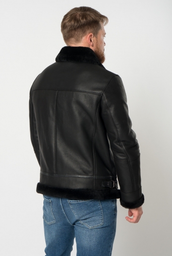 Миниатюра фотографии Дубленка пилот мужская на молнии 