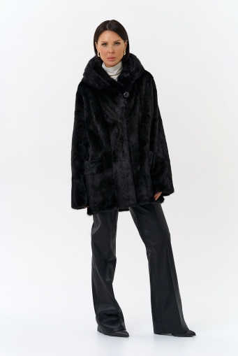 Миниатюра фотографии Шуба из меха норки с капюшоном