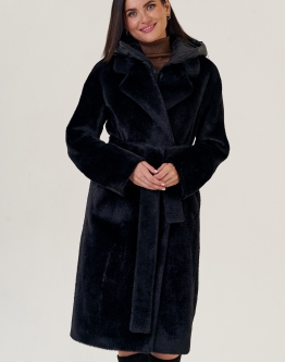 Купить Женское ворсовое пальто в черном цвете в каталоге