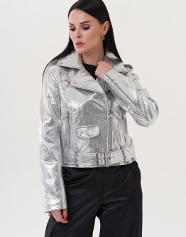 Купить Куртка "косуха" из эко кожи под серебро в каталоге