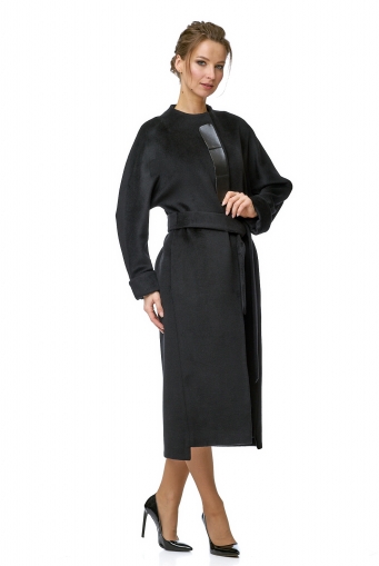 Миниатюра фотографии Женское пальто из текстиля без воротника