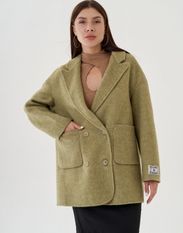 Купить Укороченное двубортное пальто в зеленом цвете в каталоге