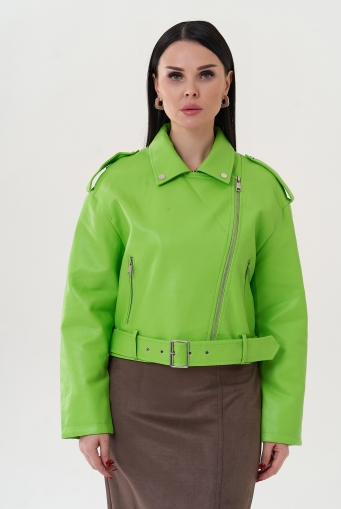 Миниатюра фотографии Куртка из эко кожи с английским воротником