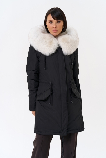 Миниатюра фотографии Женская парка с капюшоном из меха песца