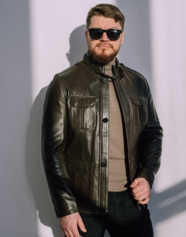Купить Мужская кожаная куртка на молнии  в каталоге