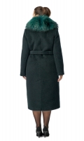 Миниатюра фотографии Женское пальто из текстиля с воротником, отделка енот