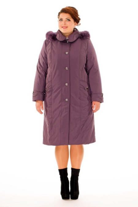 Купить Женское пальто из текстиля с капюшоном, отделка песец в каталоге