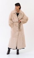 Миниатюра фотографии Женская двухсторонняя дубленка с поясом