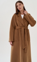 Миниатюра фотографии Удлиненное женское пальто в коричневом  цвете 