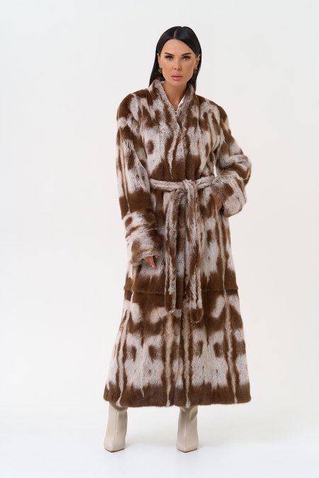 Купить Шуба из норки с анималистичным принтом в каталоге