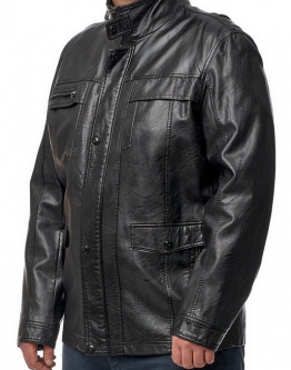 Купить Мужская кожаная куртка из эко-кожи с воротником в каталоге