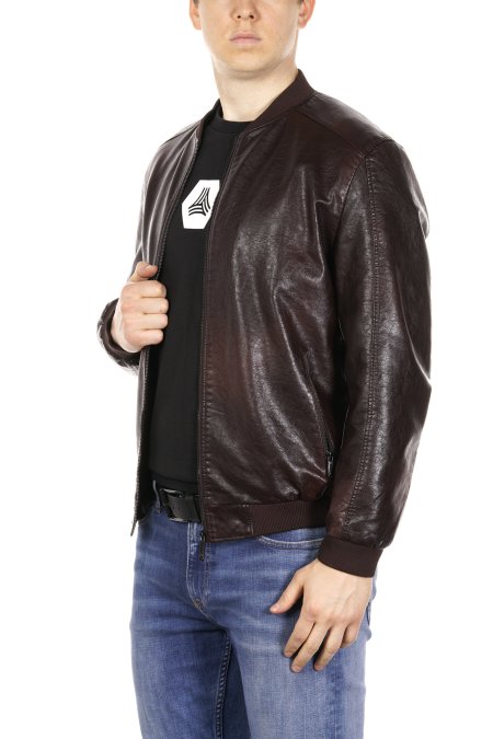 Купить Мужская кожаная куртка из эко-кожи с воротником в каталоге