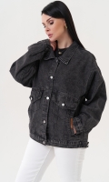 Миниатюра фотографии Джинсовая куртка серого цвета