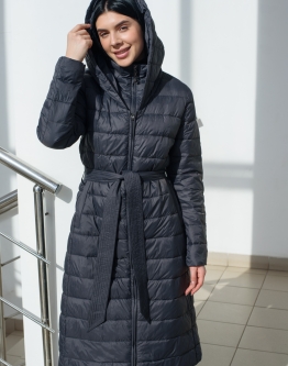 Купить Пальто женское приталенное серого цвета  в каталоге