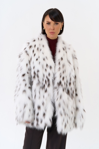 Миниатюра фотографии Шуба из лисы с инкрустацией под рысь