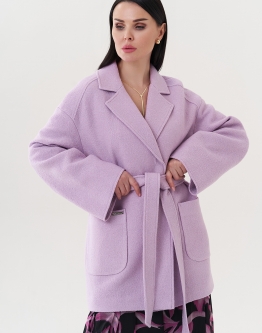 Купить Пальто фиолетового цвета под пояс в каталоге