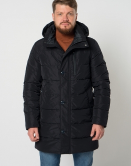 Купить Пуховик мужской в синем цвете с капюшоном в каталоге