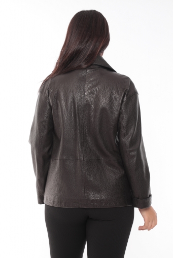 Миниатюра фотографии Женская кожаная куртка из натуральной кожи с воротником