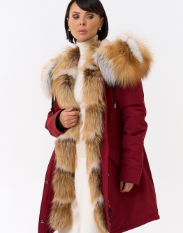 Купить Женская парка с капюшоном из меха рыжей лисы в каталоге без категории