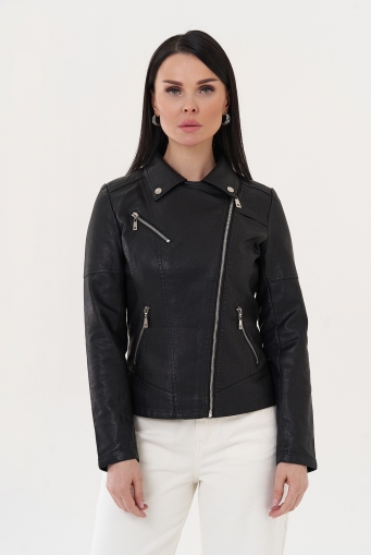 Миниатюра фотографии Куртка "косуха" черного цвета
