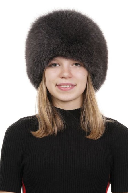 Купить Шапка женская из натуральной кожи с песцом в каталоге
