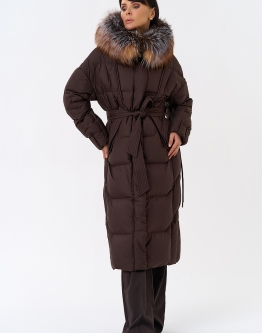 Купить Женский пуховик с отделкой из меха блюфрост в каталоге Зимние пуховики