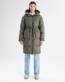 Купить Женский пуховик в цвете хаки в каталоге