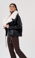 Миниатюра фотографии Куртка косуха на утеплении с отделкой натуральный козлик