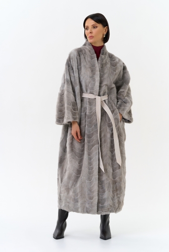 Миниатюра фотографии Шуба из меха норки с поясом