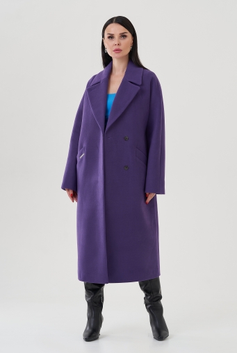 Миниатюра фотографии Пальто фиолетового цвета с английским воротником
