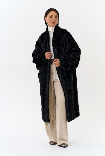 Миниатюра фотографии Шуба из меха норки с поясом