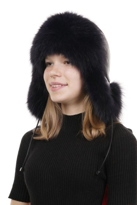 Купить Шапка женская из натуральной кожи с песцом в каталоге