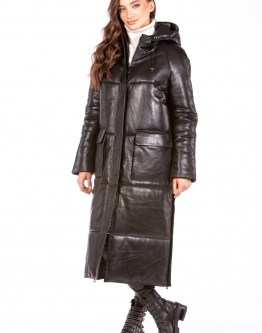 Купить Женское кожаное пальто из натуральной кожи с капюшоном в каталоге