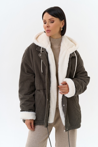 Миниатюра фотографии Женская утепленная куртка с отделкой из эко меха