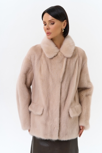 Миниатюра фотографии Шуба из меха норки с английским воротником