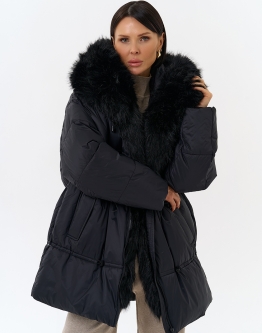 Купить Женский пуховик с отделкой из искусственного меха в каталоге Куртки