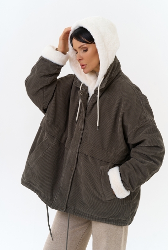 Миниатюра фотографии Женская утепленная куртка с отделкой из эко меха